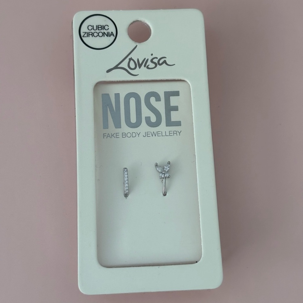 NWT Lovisa Silver Cubic Zirconia Nose Jewelry set of 2